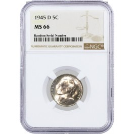 1945 D 5C Jefferson Silver War Nickel NGC MS66