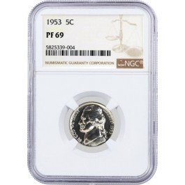 1953 5C Proof Jefferson Nickel NGC PF69 Gem Uncirculated Coin