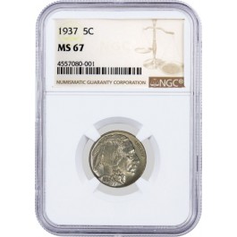 1937 5C Buffalo Nickel NGC MS67 Gem Uncirculated Coin