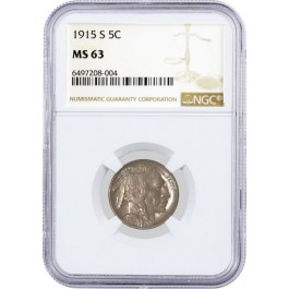 1915 S 5C Buffalo Nickel NGC MS63 Brilliant Uncirculated Key Date Coin