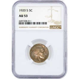 1920 S 5C Buffalo Nickel NGC AU53 About Uncirculated Coin