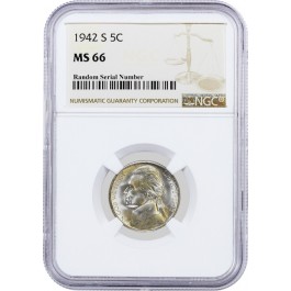 1942 S 5C Jefferson Silver War Nickel NGC MS66