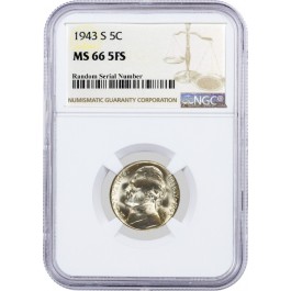 1943 S 5C Jefferson Silver War Nickel NGC MS66 5FS