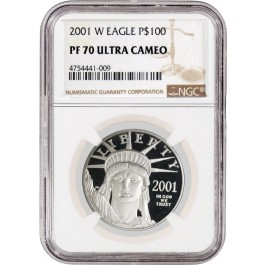 2001 W $100 Proof  American Platinum Eagle 1oz .9995 fine NGC PF70 Ultra Cameo