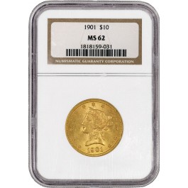 1901 $10 Liberty Head Eagle Gold NGC MS62 Uncirculated Coin