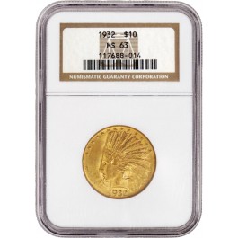 1932 $10 Indian Head Eagle Gold NGC MS63