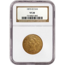 1875 CC $10 Liberty Head Eagle Gold NGC VF20