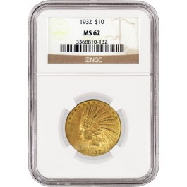 1932 $10 Indian Head Eagle Gold NGC MS62