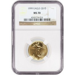 1999 $10 1/4 oz Gold American Eagle NGC MS70