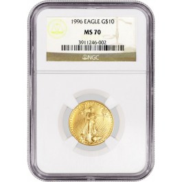 1996 $10 1/4 oz American Gold Eagle NGC MS70 Gem Uncirculated Key Date Coin