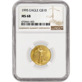 1995 $10 1/4 oz .9167 Fine American Gold Eagle NGC MS68 Uncirculated Key Date Coin