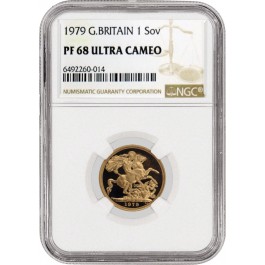 1979 British Proof Gold Sovereign .2354 oz Gold NGC PF68 Ultra Cameo