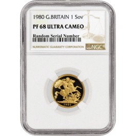 1980 Great Britain Proof Gold Sovereign .2354 oz Gold NGC PF68 Ultra Cameo