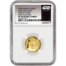 2016 $25 Niue Proof Star Wars Darth Vader 1/4 oz .9999 Gold NGC PF70 UC First Releases 