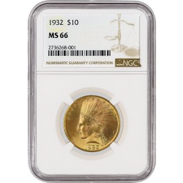 1932 $10 Indian Head Eagle Gold NGC MS66