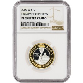 2000 W $10 Bimetallic Library Of Congress NGC PF69 Ultra Cameo