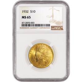 1932 $10 Indian Head Eagle Gold NGC MS65
