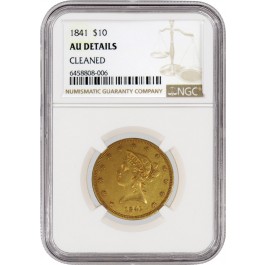 1841 $10 Liberty Head Eagle Gold NGC AU Details Cleaned Coin
