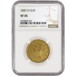 1847 O $10 Liberty Head Eagle Gold NGC VF35 Very Fine Circulated Coin