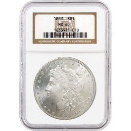 1882 $1 Morgan Silver Dollar NGC MS65