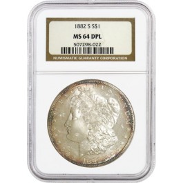 1882 S $1 Morgan Silver Dollar NGC MS64 DPL Deep Proof Like Coin