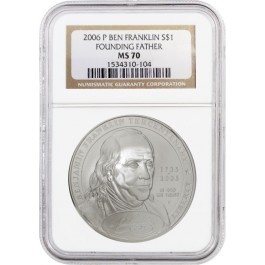 2006 P $1 Franklin Founding Father Commemorative Silver Dollar NGC MS70