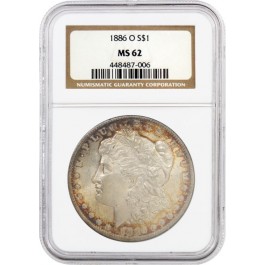 1886 O $1 Morgan Silver Dollar NGC MS62 Toned Uncirculated