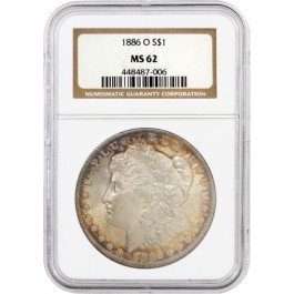 1886 O $1 Morgan Silver Dollar NGC MS62 Toned Uncirculated Mint State Coin