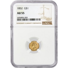 1852 $1 Liberty Head Type 1 Gold Dollar NGC AU55 About Uncirculated Coin 