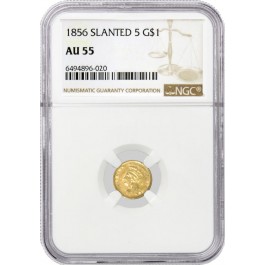 1856 Slanted 5 $1 Indian Head Princess Gold Dollar NGC AU55 Coin #020