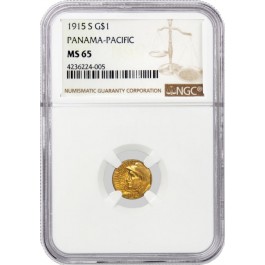 1915 S $1 Panama Pacific Exposition Commemorative Gold Dollar NGC MS65