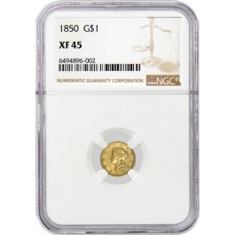 1850 $1 Liberty Head Type 1 Gold Dollar NGC XF45 Extremely Fine Circulated Coin