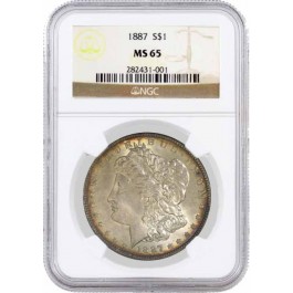 1887 $1 Morgan Silver Dollar NGC MS65 Mint State Uncirculated Coin Toned