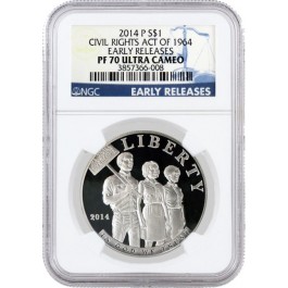 2014 P $1 Civil Rights Act Of 1964 Commemorative Silver Dollar NGC PF70 UC ER