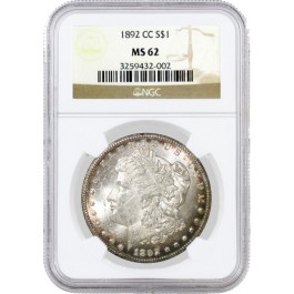 1892 CC Carson City $1 Morgan Silver Dollar NGC MS62 Uncirculated Key Date Coin