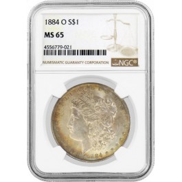 1884 O $1 Morgan Silver Dollar NGC MS65 Toned