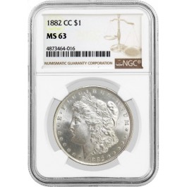 1882 CC $1 Morgan Silver Dollar VAM 3A Doubled Date & Ear NGC MS63