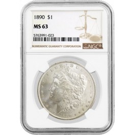 1890 $1 Morgan Silver Dollar NGC MS63 Uncirculated Mint State Coin