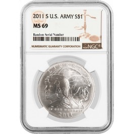 2011 S $1 U.S. Army Commemorative Silver Dollar NGC MS69