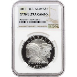 2011 P $1 U.S. Army Commemorative Silver Dollar NGC PF70 UC