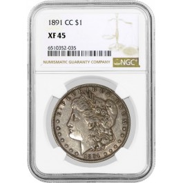1891 CC Carson City $1 Morgan Silver Dollar NGC XF45 Circulated Key Date Coin