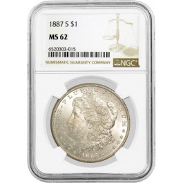 1887 S $1 Morgan Silver Dollar NGC MS62 Uncirculated Key Date Coin