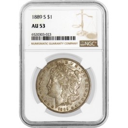 1889 S $1 Morgan Silver Dollar NGC AU53 About Uncirculated Key Date Coin