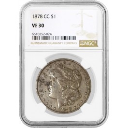 1878 CC Carson City $1 Morgan Silver Dollar NGC VF30 Very Fine Key Date Coin #24