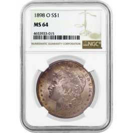 1898 O $1 Morgan Silver Dollar NGC MS64 Toned