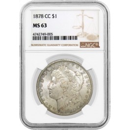 1878 CC $1 Morgan Silver Dollar NGC MS63 Toned Uncirculated Key Date Coin
