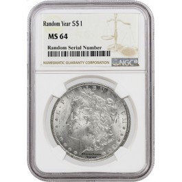 Random Year (1878 - 1904) $1 Morgan Silver Dollar NGC MS64 Uncirculated Coin