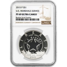 2015 P $1 U.S. Marshals Service Commemorative Silver Dollar NGC PF69 UC