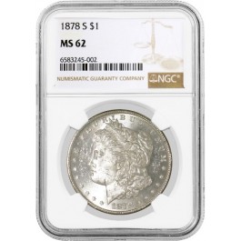 1878 S $1 Morgan Silver Dollar NGC MS62 Uncirculated Coin #002