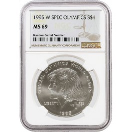 1995 W $1 Special Olympics Commemorative Silver Dollar NGC MS69